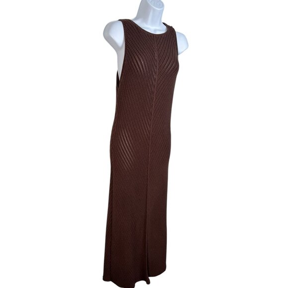 DISSH Bloom Chocolate Crochet Maxi Dress Knit Fitted Sleeveless Brown Large - Picture 13 of 14